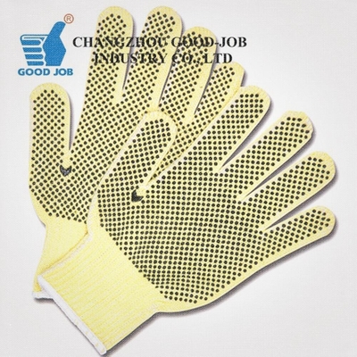 Aramid Fiber Cut Resistant Work Gloves Level 5 Coated With PVC Dots