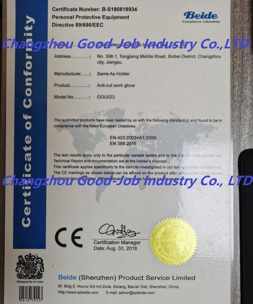 China CHANGZHOU GOOD-JOB INDUSTRY CO., LTD. zertifizierungen